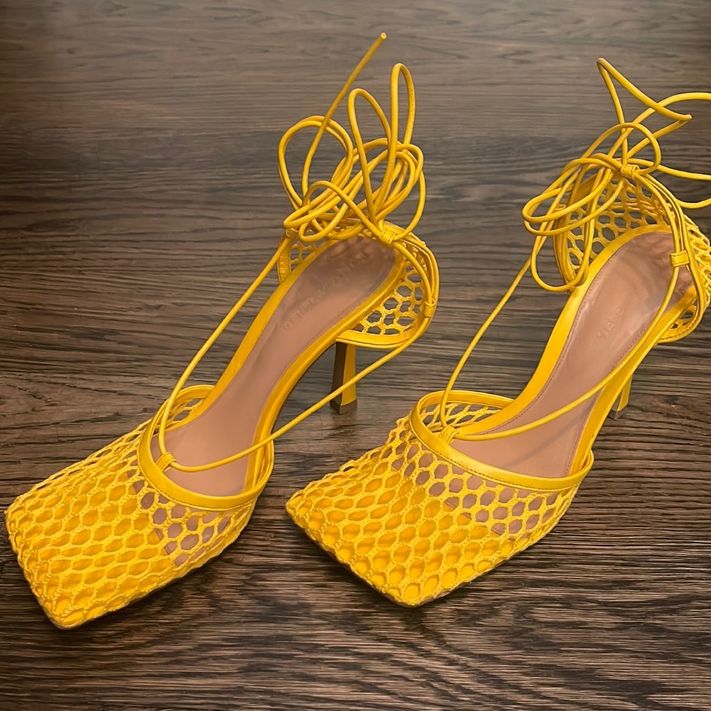 Bottega Stretch Mesh & Leather Lace-Up Sandal